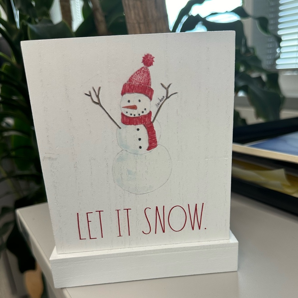 RAE DUNN “Let it Snow” Wood Planter / Utensil Holder